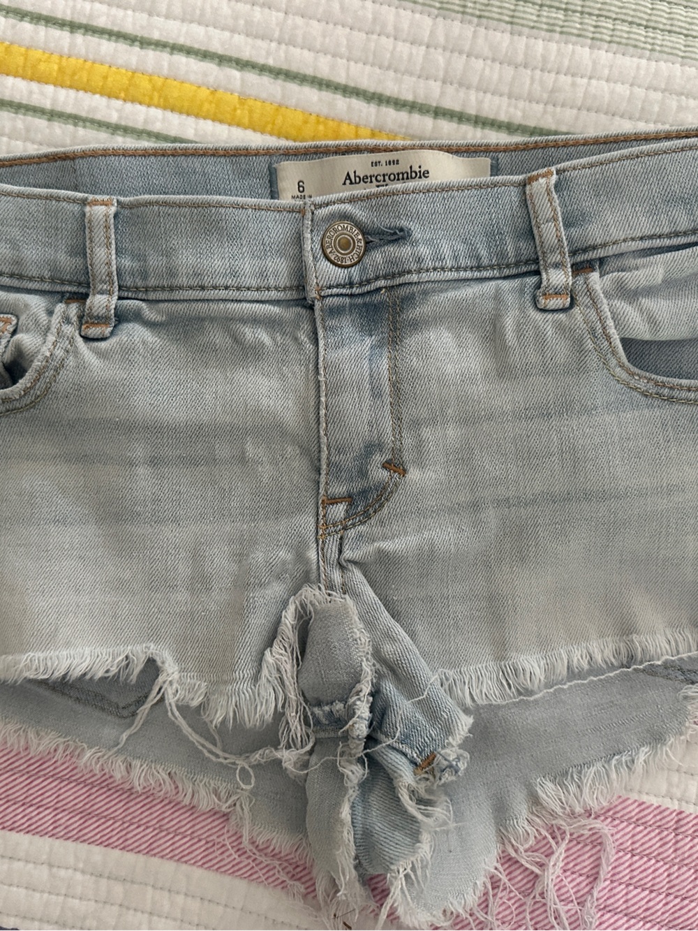 Abercrombie & Fitch Low Rise Distressed Denim Shorts